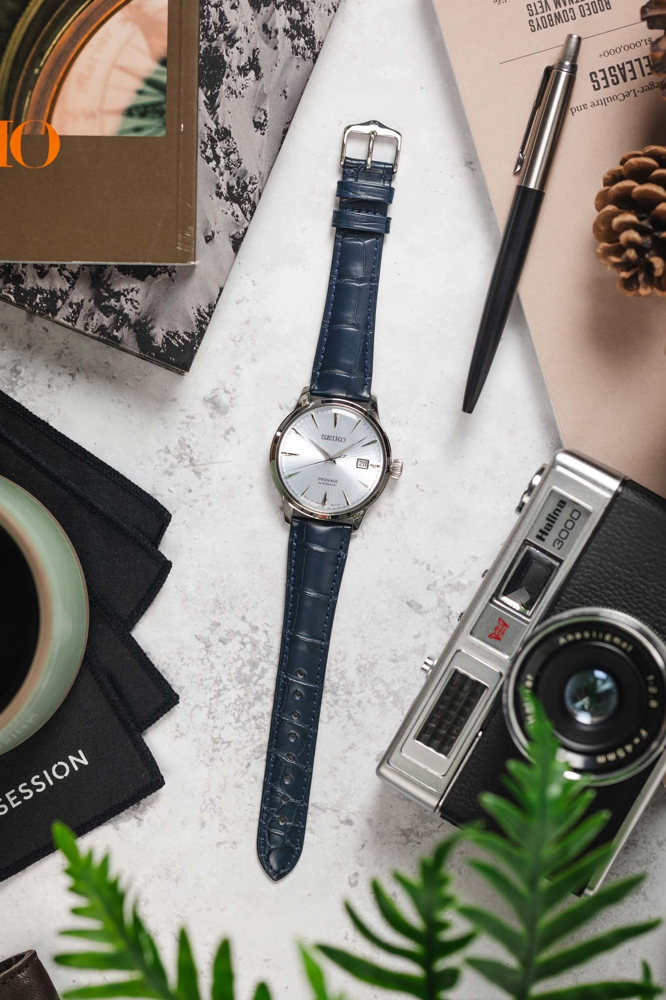 Alligator Leather Watch Strap in BLUE