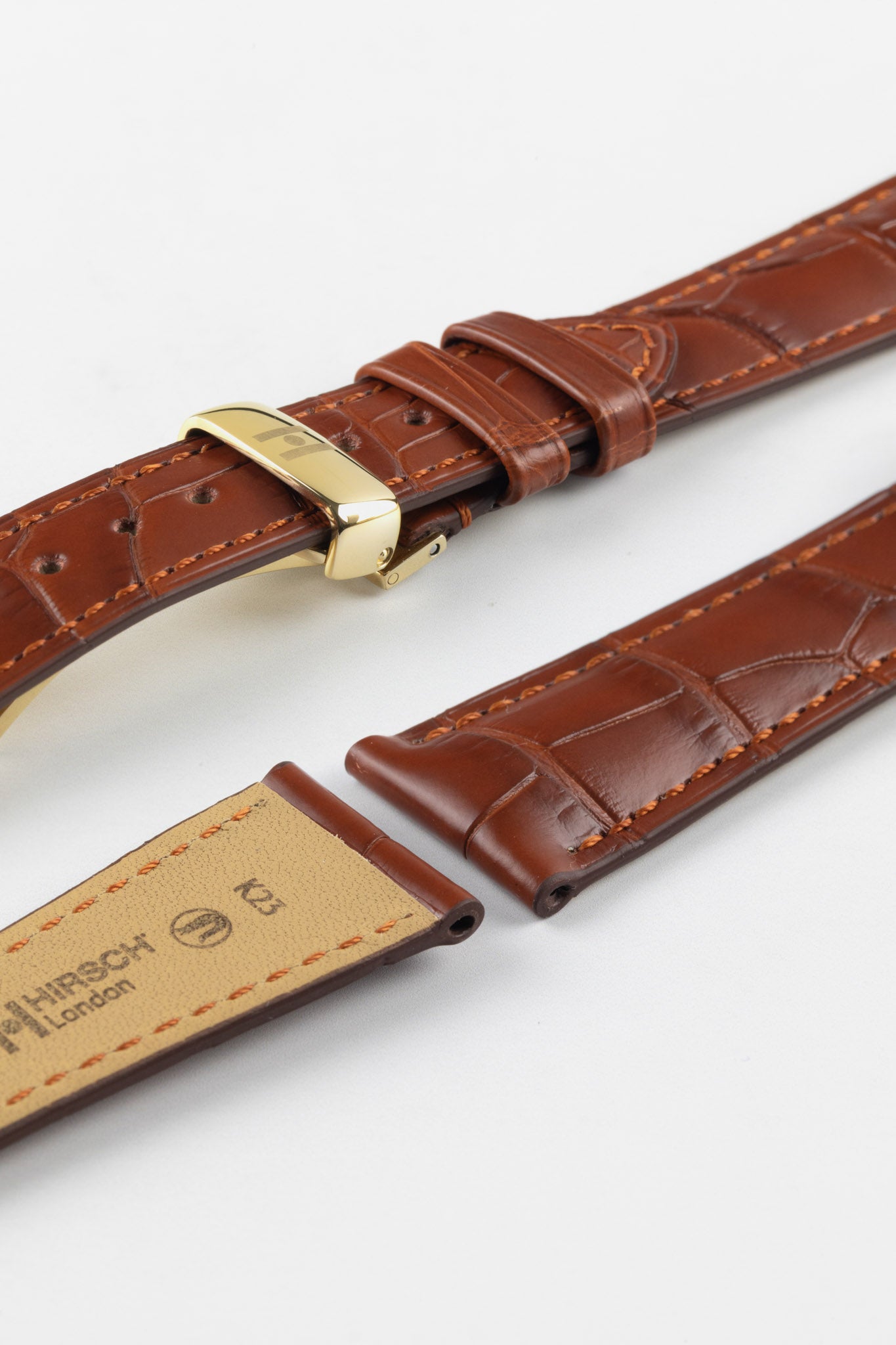 Alligator Leather Watch Strap in GOLD BROWN