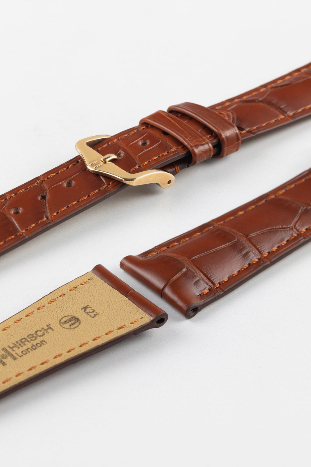 Alligator Leather Watch Strap in GOLD BROWN