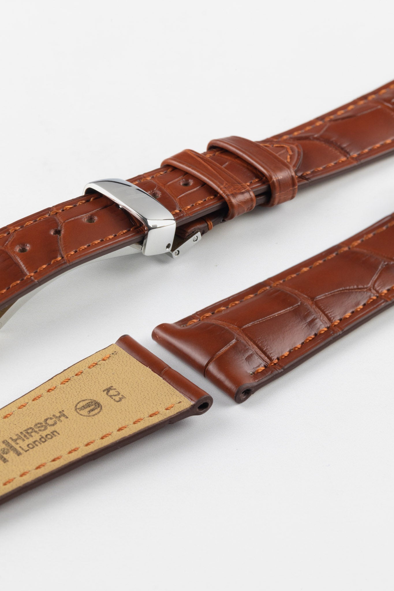 Alligator Leather Watch Strap in GOLD BROWN